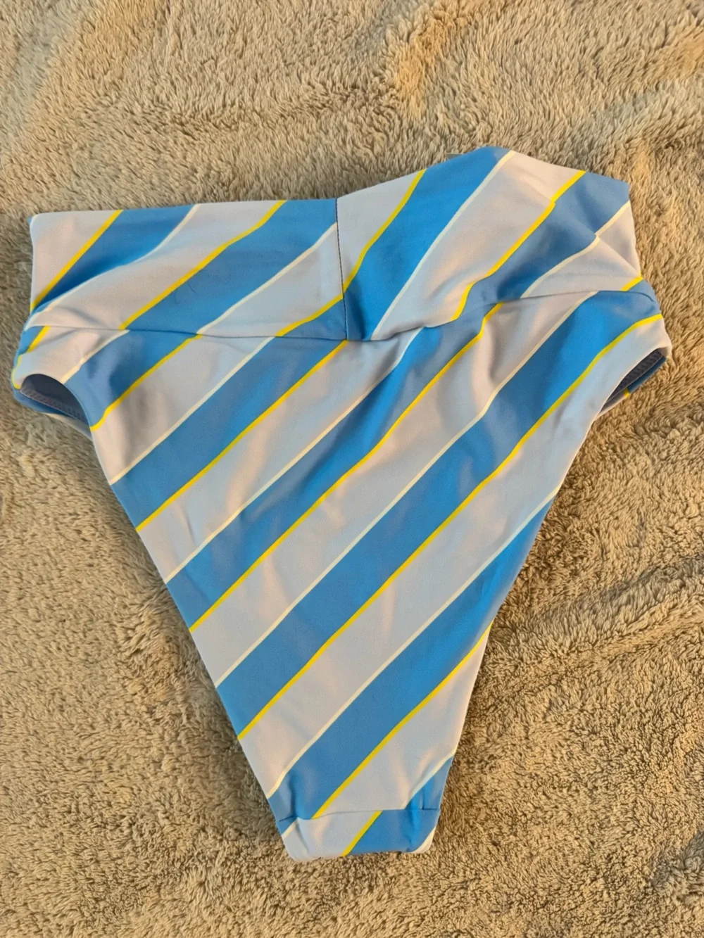 NWT Aerie Striped High Waist Cheeky Bikini Bottom in Blue, White & Yellow